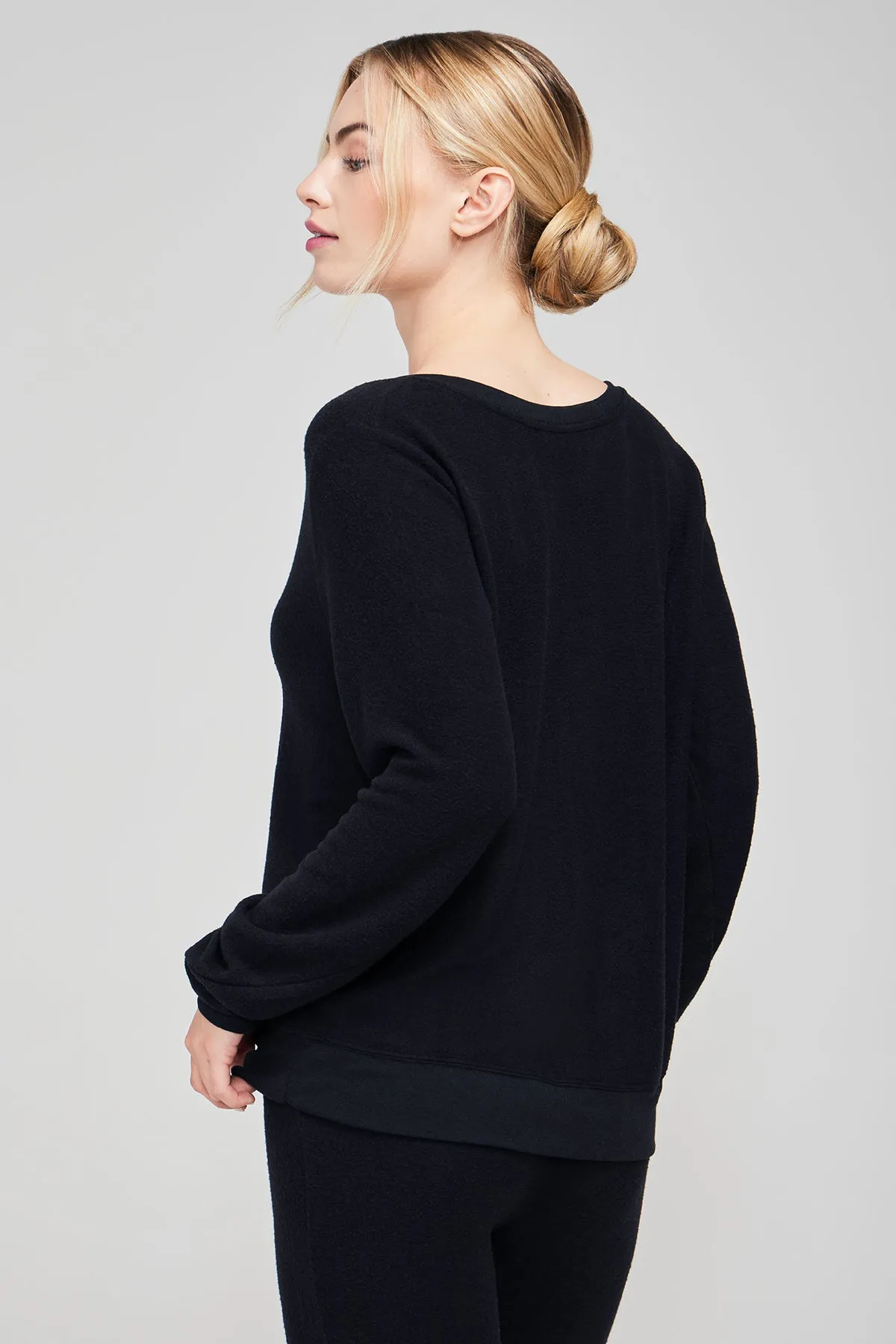 Baggy Beach Jumper Deep V | Jet Black Poly Dye