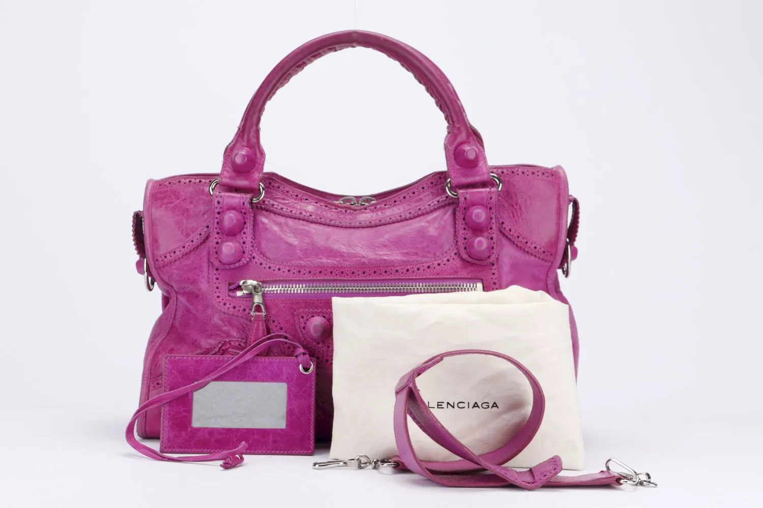 Balenciaga Giant City, Fuchsia Color, Calf Leather