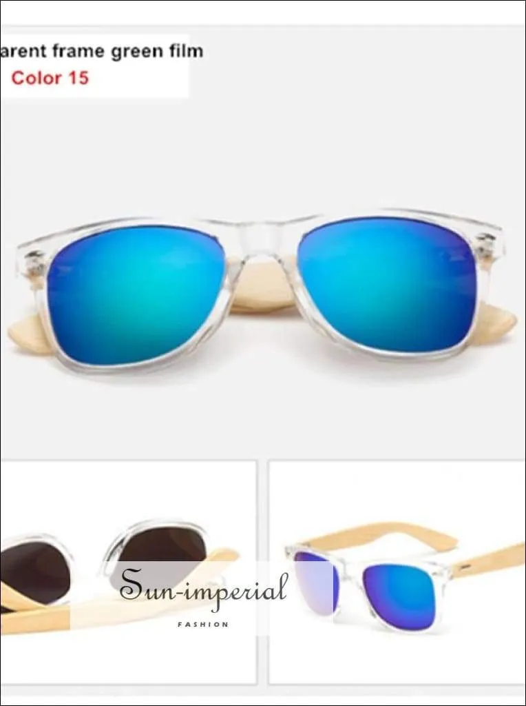 Bamboo Sunglasses Unisex Travel Sunglasses Vintage Wooden Leg Fashion Eyeglasses - Blue Frame Blue