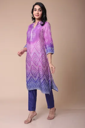 Bandhej Silk blend Kurta with Embroidered work.