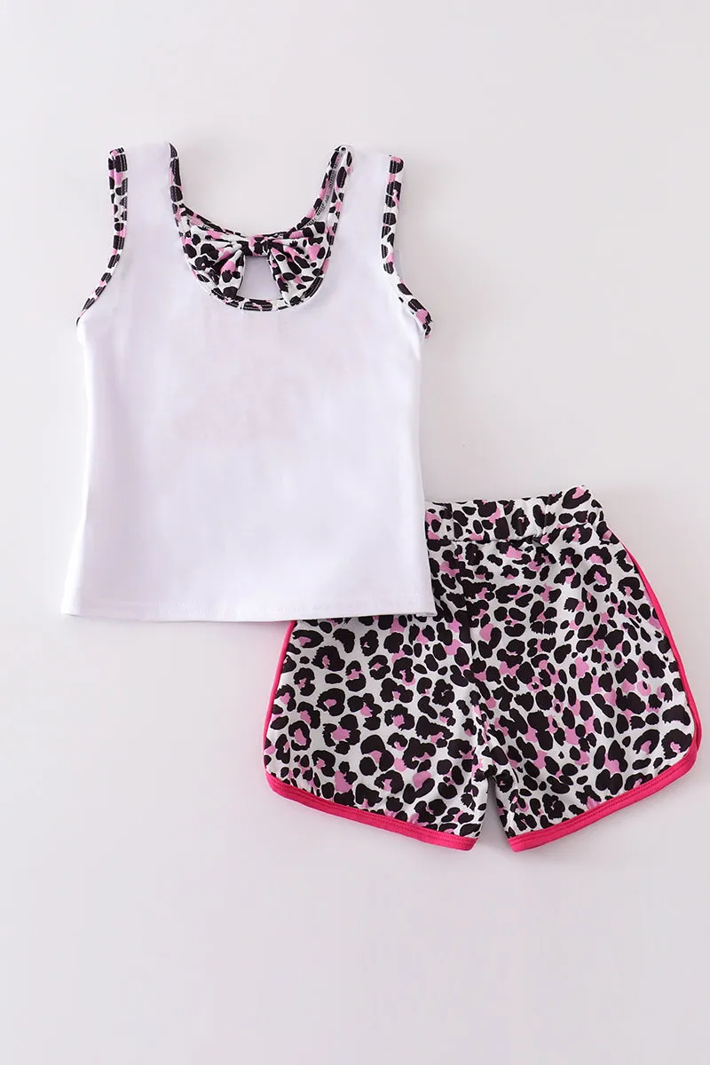 Barbie applique leopard girl set