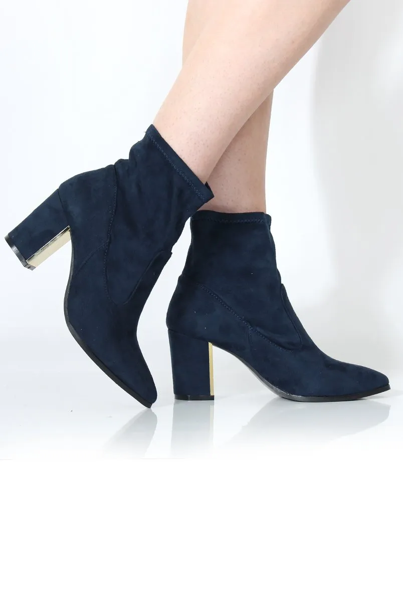 Bay Navy Suede Ankle Boots