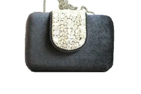 Beaded Clutch Bag Black Velvet