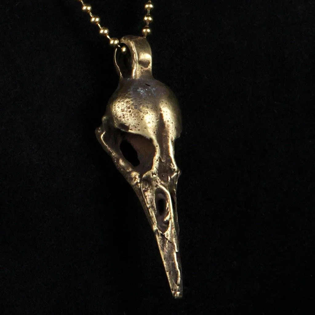 Bird Skull Pendant - Small - Antique Brass Finish