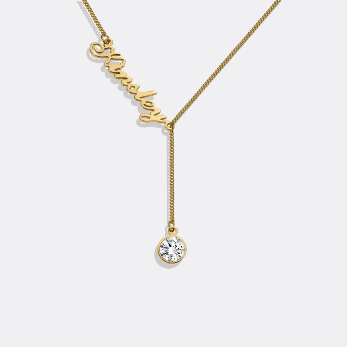 Birthstone Lariat Name Necklace