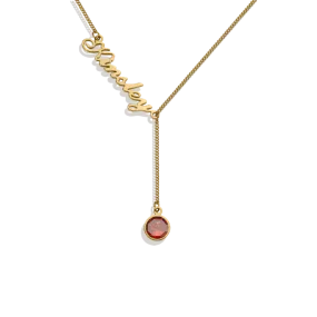 Birthstone Lariat Name Necklace