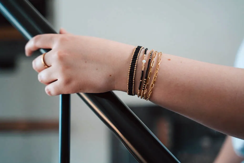 Black and Gold Beaded Bracelet