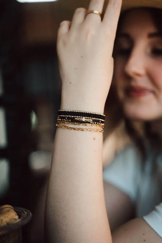 Black and Gold Beaded Bracelet