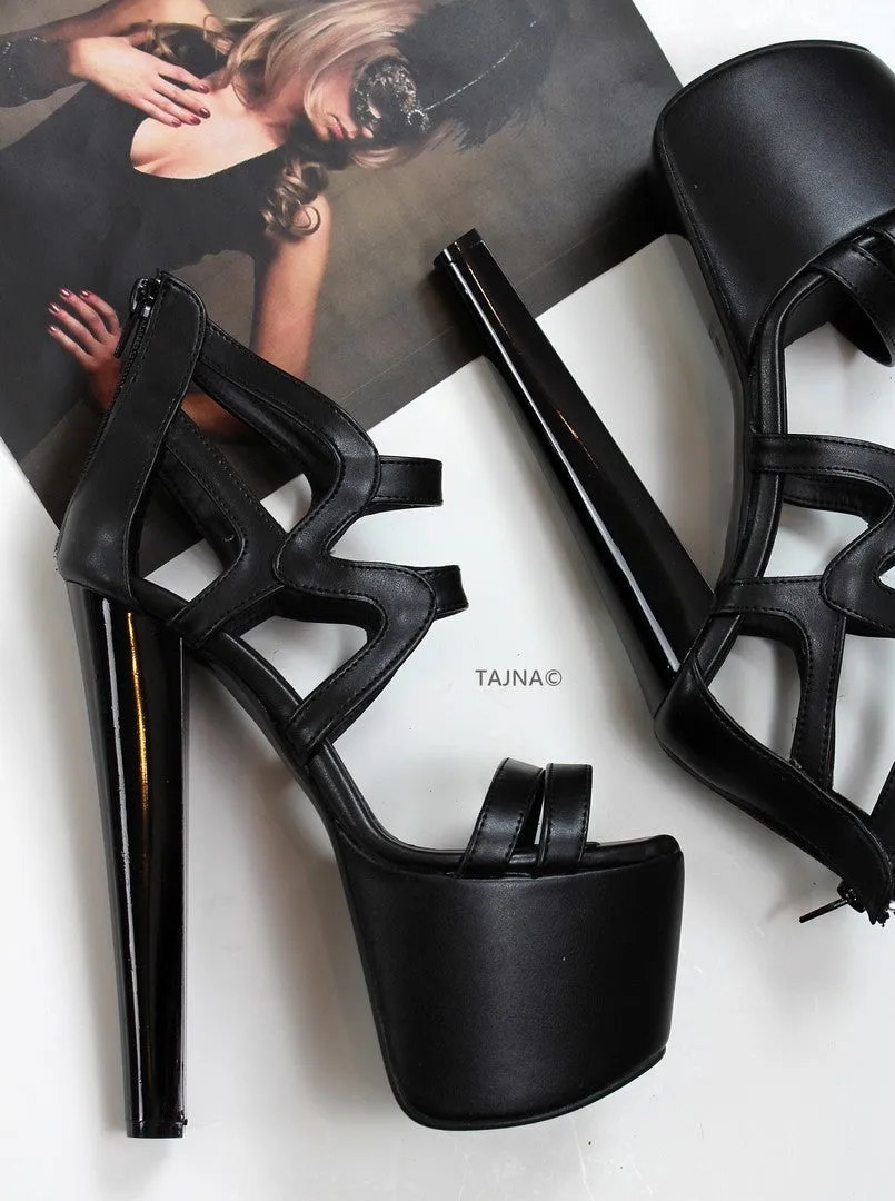 Black Cage Platform Heels