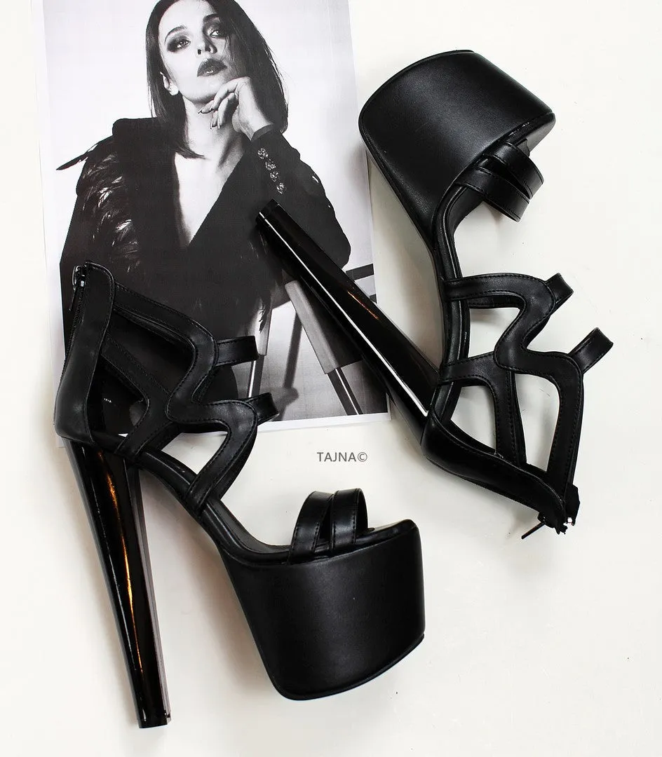 Black Cage Platform Heels