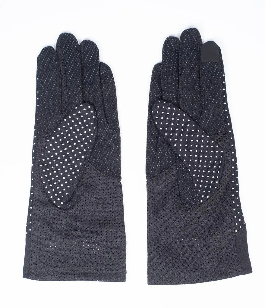 Black Cat Pin Dot Gloves