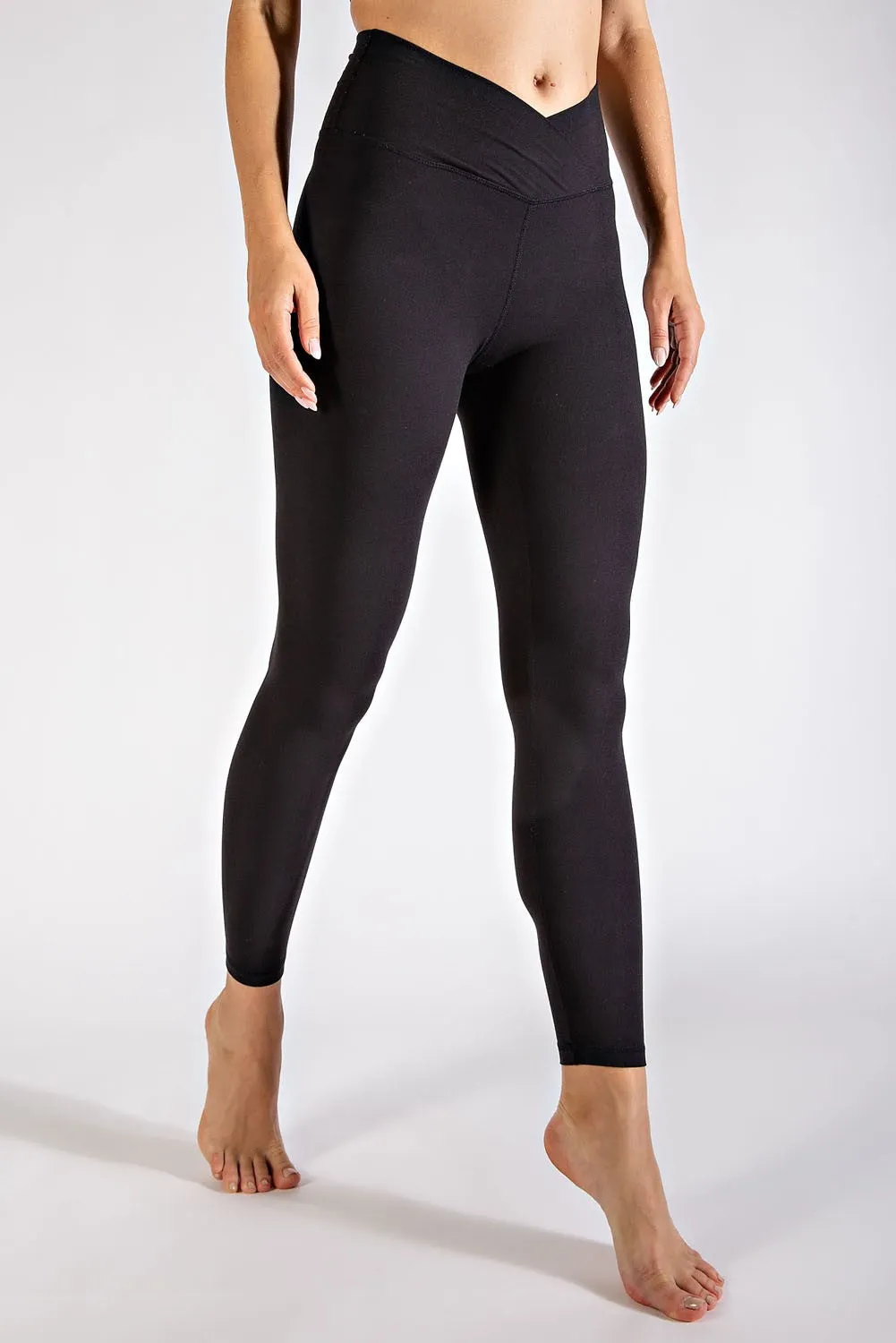 Black Cross Waist Leggings S - 3X