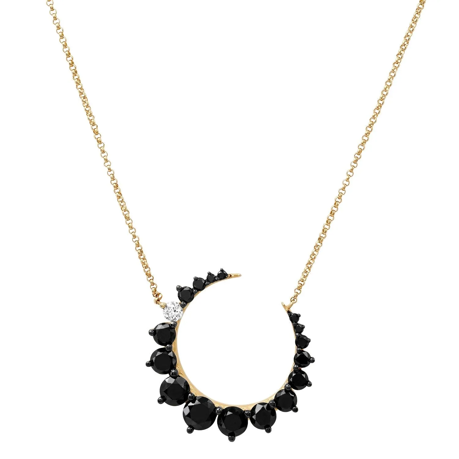 Black Diamond Mystical Magic Crescent Moon with Diamond Accent Necklace