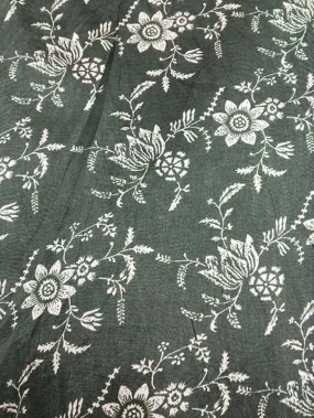 Black Digital Printed Tussar Silk Fabric ( 1 Mtr )