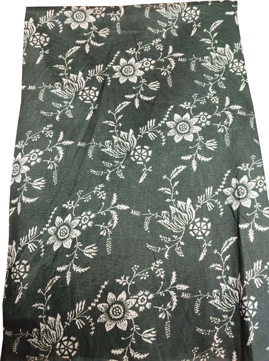 Black Digital Printed Tussar Silk Fabric ( 1 Mtr )