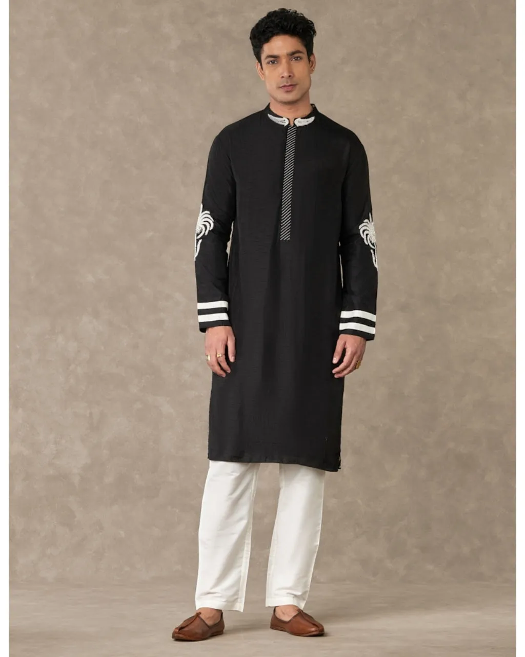 Black Shajara Kurta Set