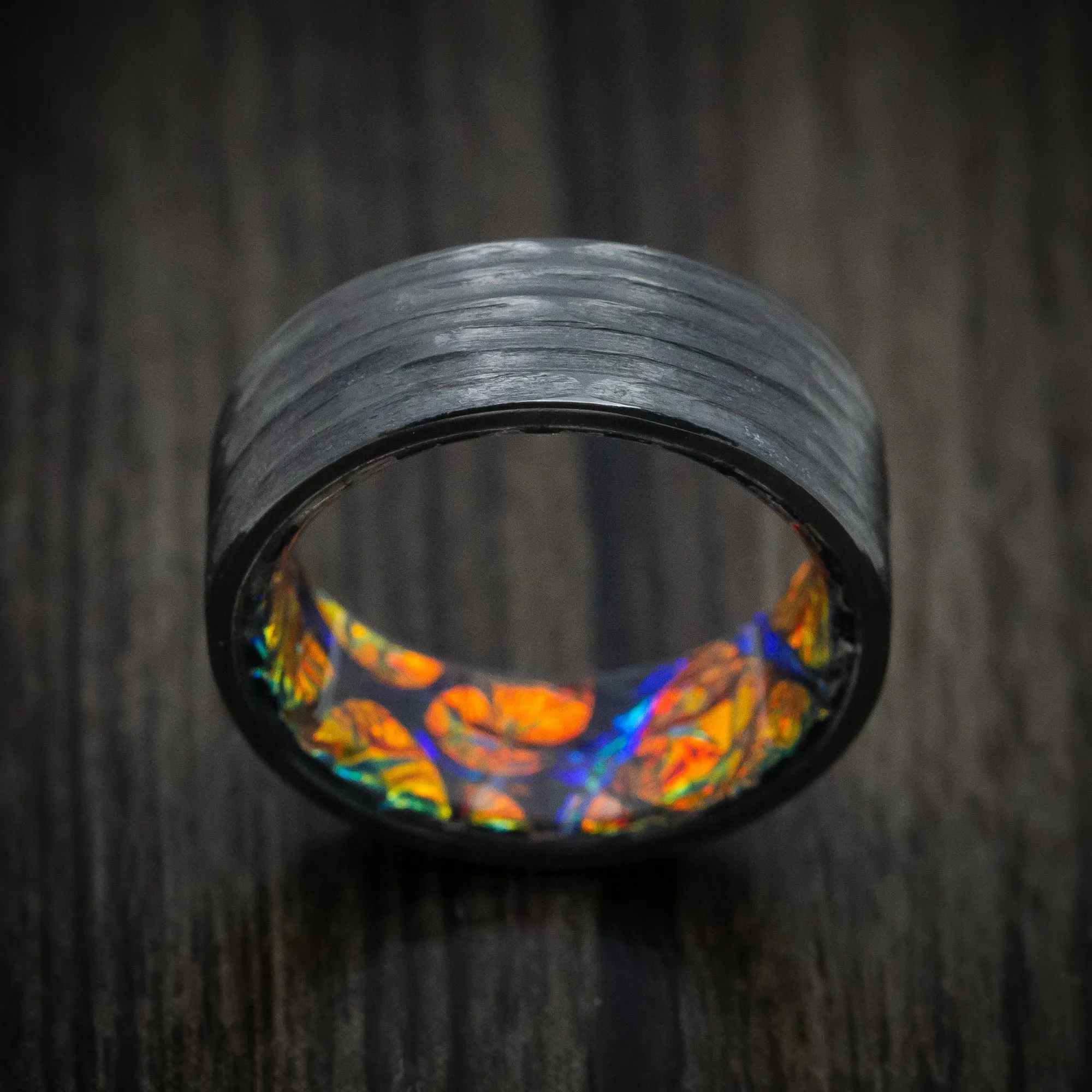 Black Titanium and Dichrolam Sleeve Men's Ring Custom Made Band