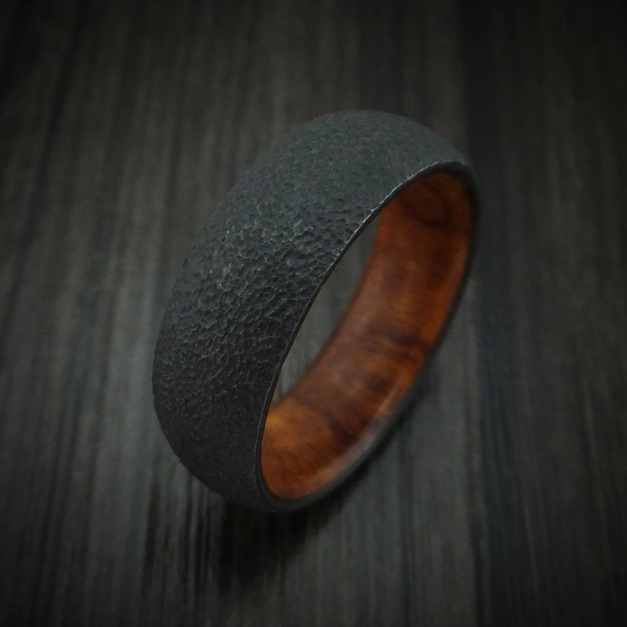 Black Titanium and Hardwood Men's Ring Custom Made Band