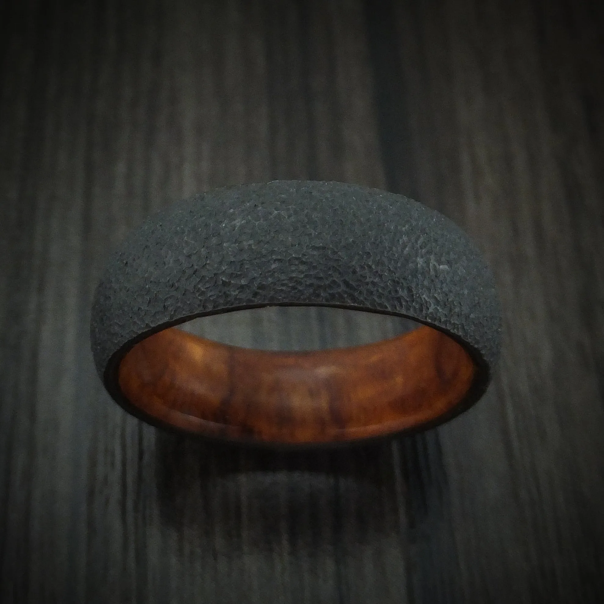 Black Titanium and Hardwood Men's Ring Custom Made Band