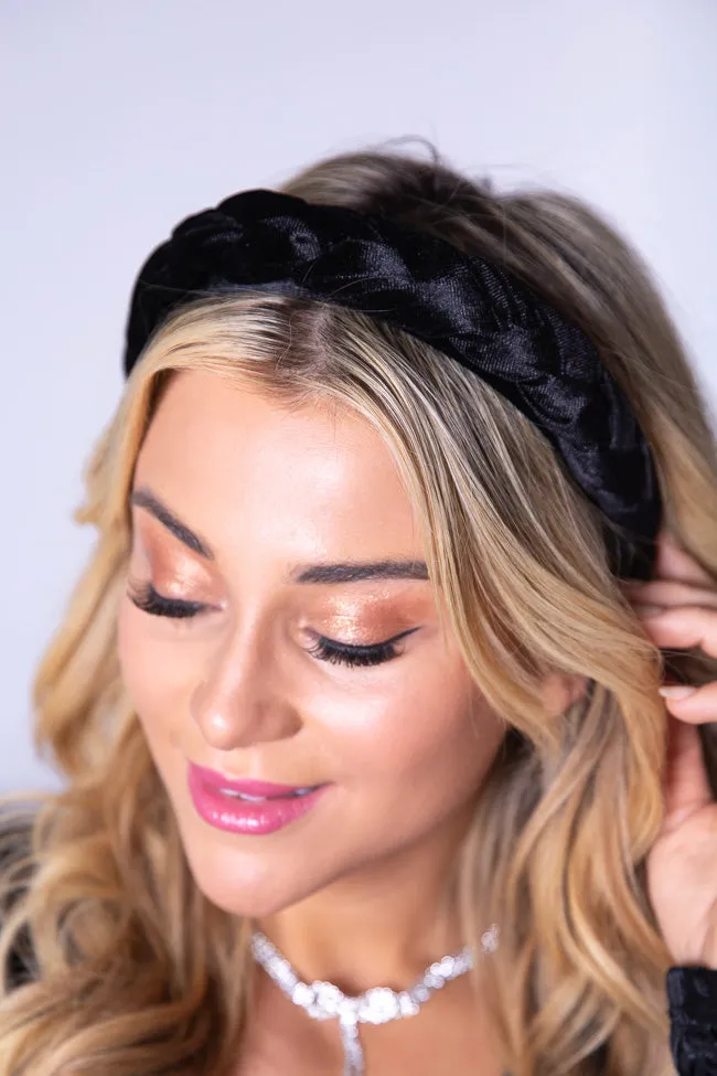 Black Velvet Braided Headband FINAL SALE