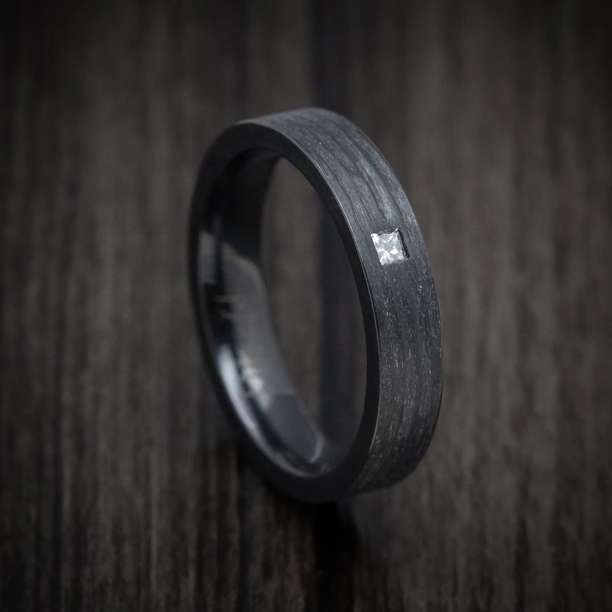 Black Zirconium and Diamond Men's Ring Custom Made Band