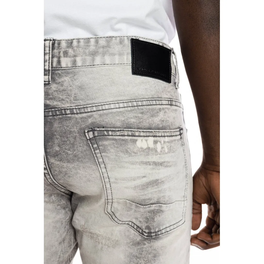 Bleached Detail Semi Basic Jeans - Frost Grey