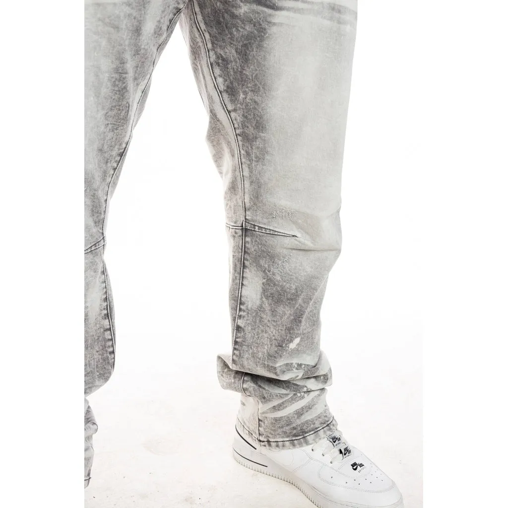 Bleached Detail Semi Basic Jeans - Frost Grey