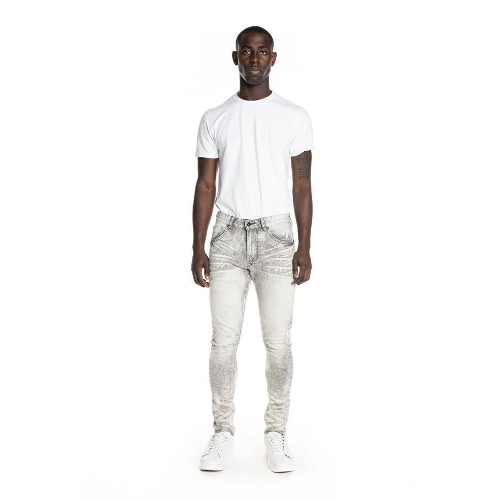 Bleached Detail Semi Basic Jeans - Frost Grey