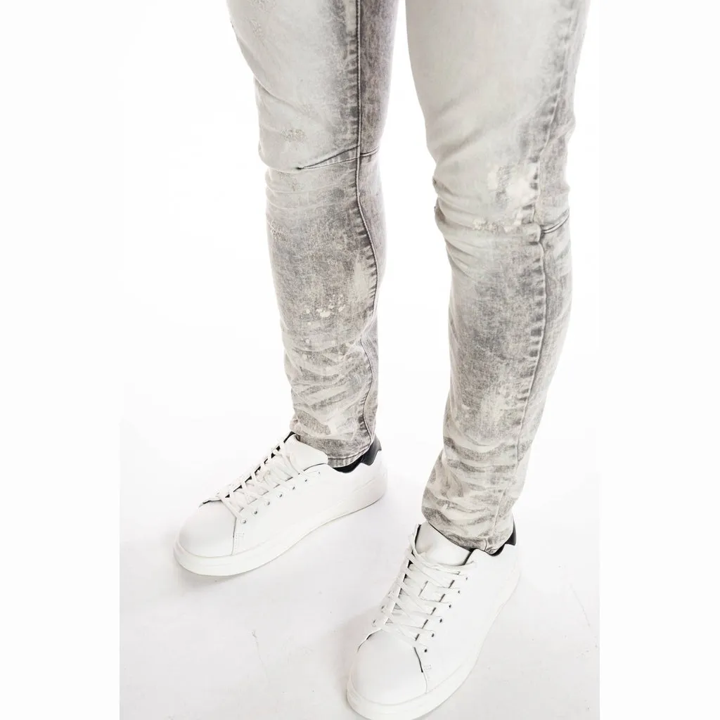 Bleached Detail Semi Basic Jeans - Frost Grey