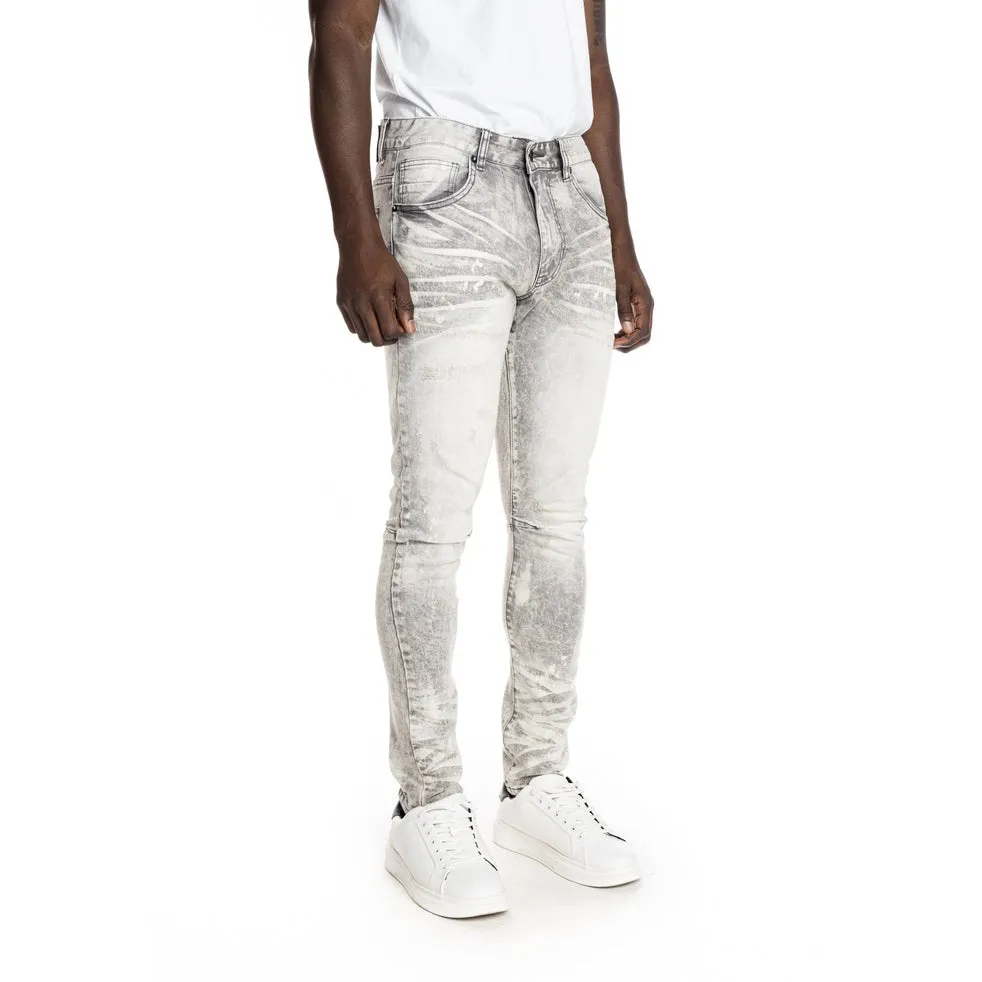 Bleached Detail Semi Basic Jeans - Frost Grey