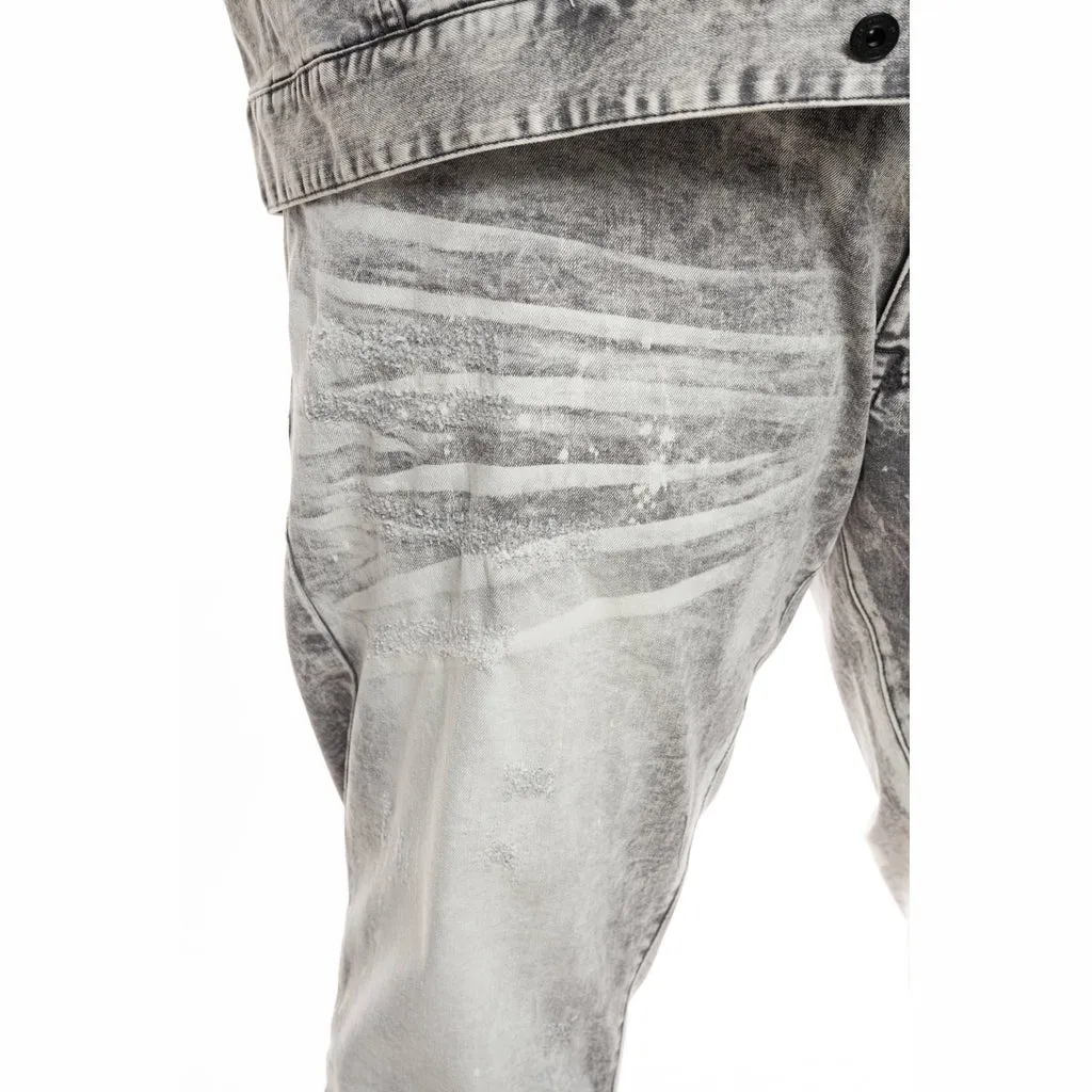 Bleached Detail Semi Basic Jeans - Frost Grey