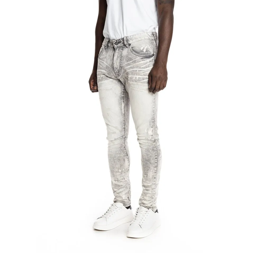 Bleached Detail Semi Basic Jeans - Frost Grey