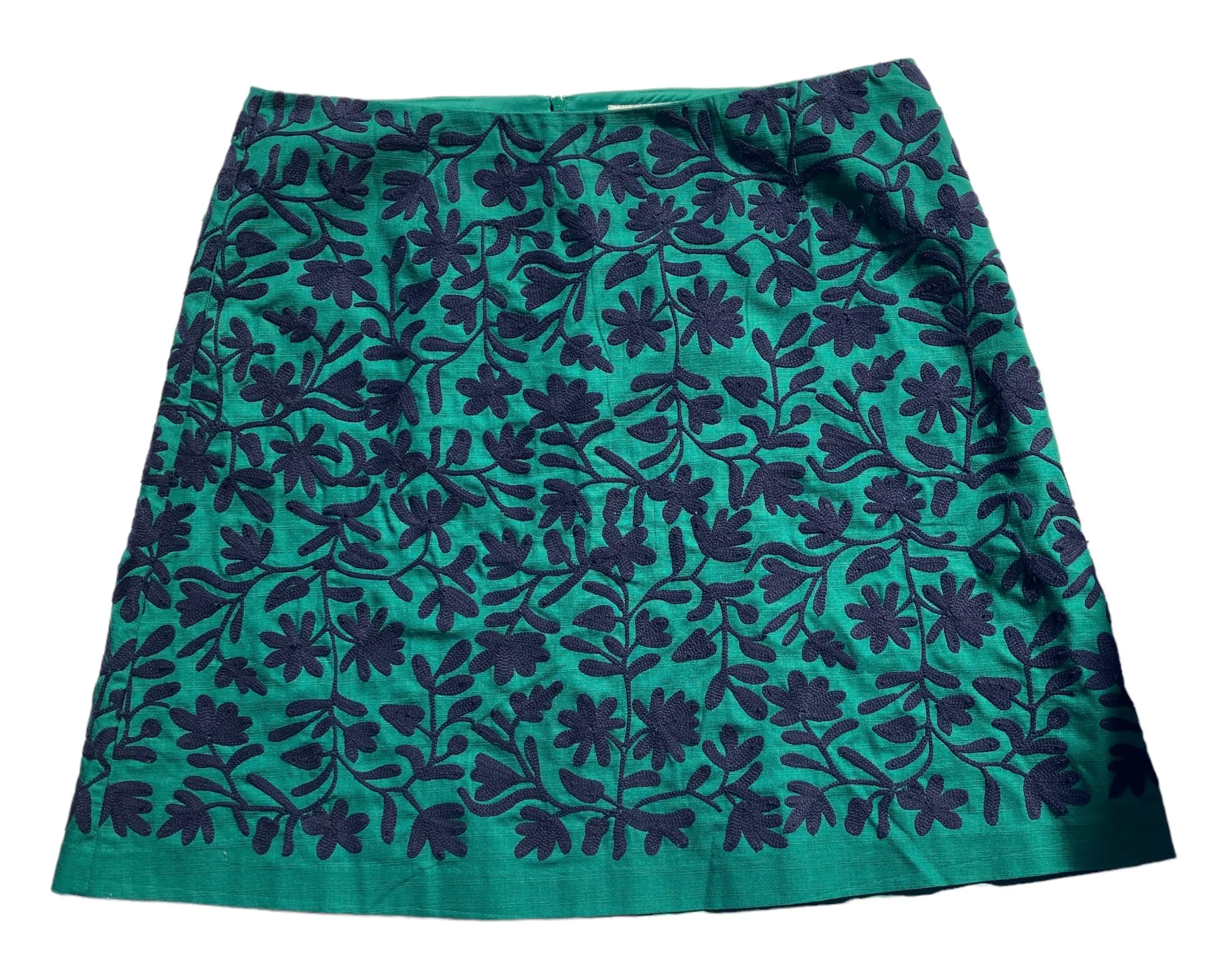 Boden Green and Navy Embroidered Skirt, 16