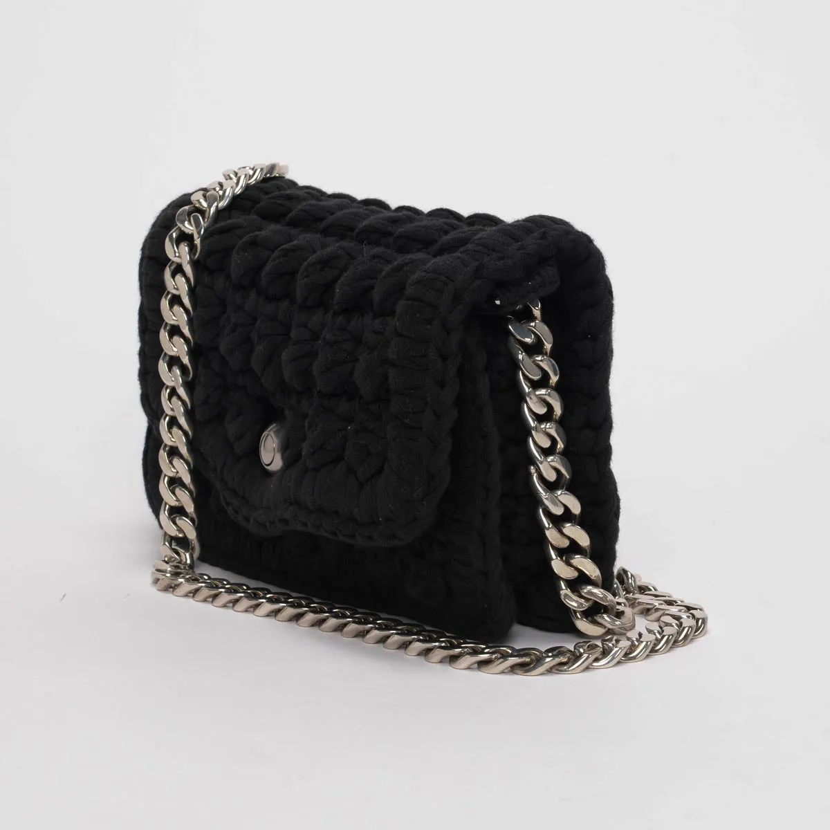 Bottega Veneta Black Crochet Chain Shoulder Bag