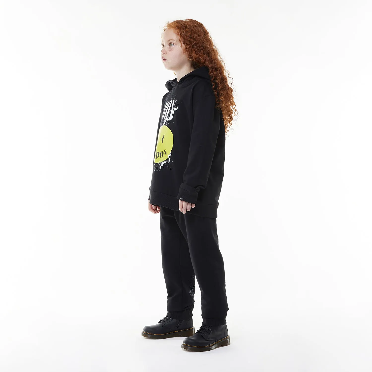 BOY KIDS TEXT HOODIE - BLACK