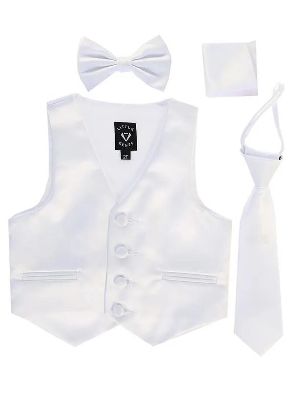 Boys White Satin Vest Set (3-6M to 14)