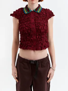 Brain Dead Crochet Collared Kass Shirt - Plum