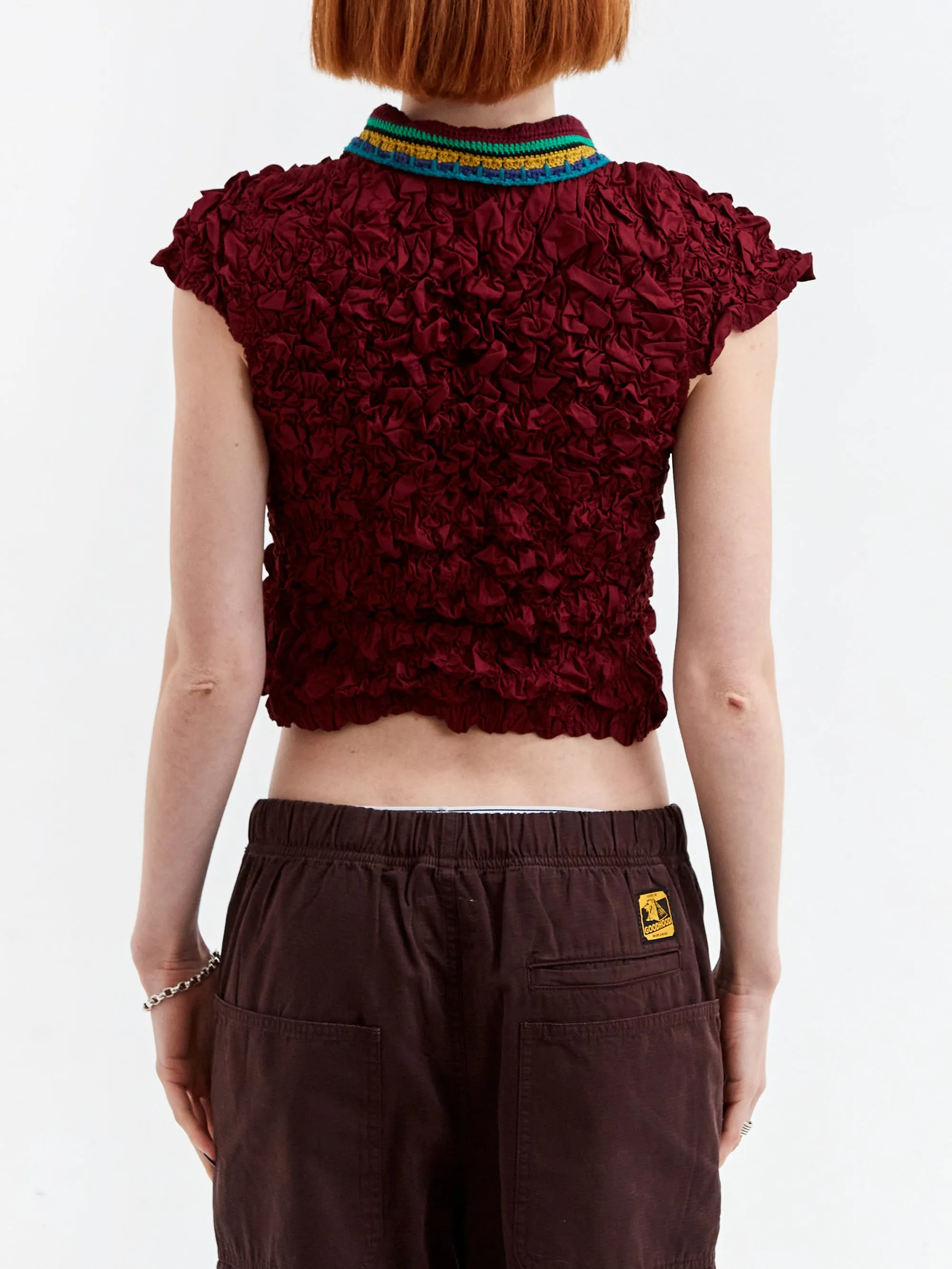 Brain Dead Crochet Collared Kass Shirt - Plum