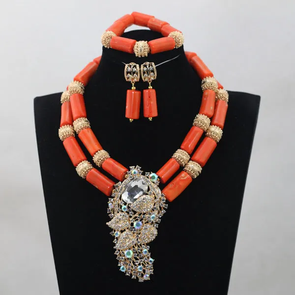 Bridal African Coral Beads Jewelry Set Original