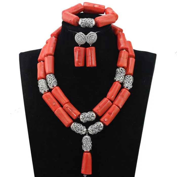 Bridal African Coral Beads Jewelry Set Original