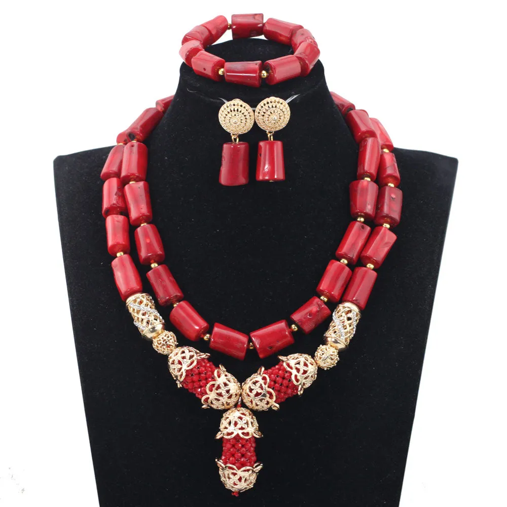 Bridal African Coral Beads Jewelry Set Original