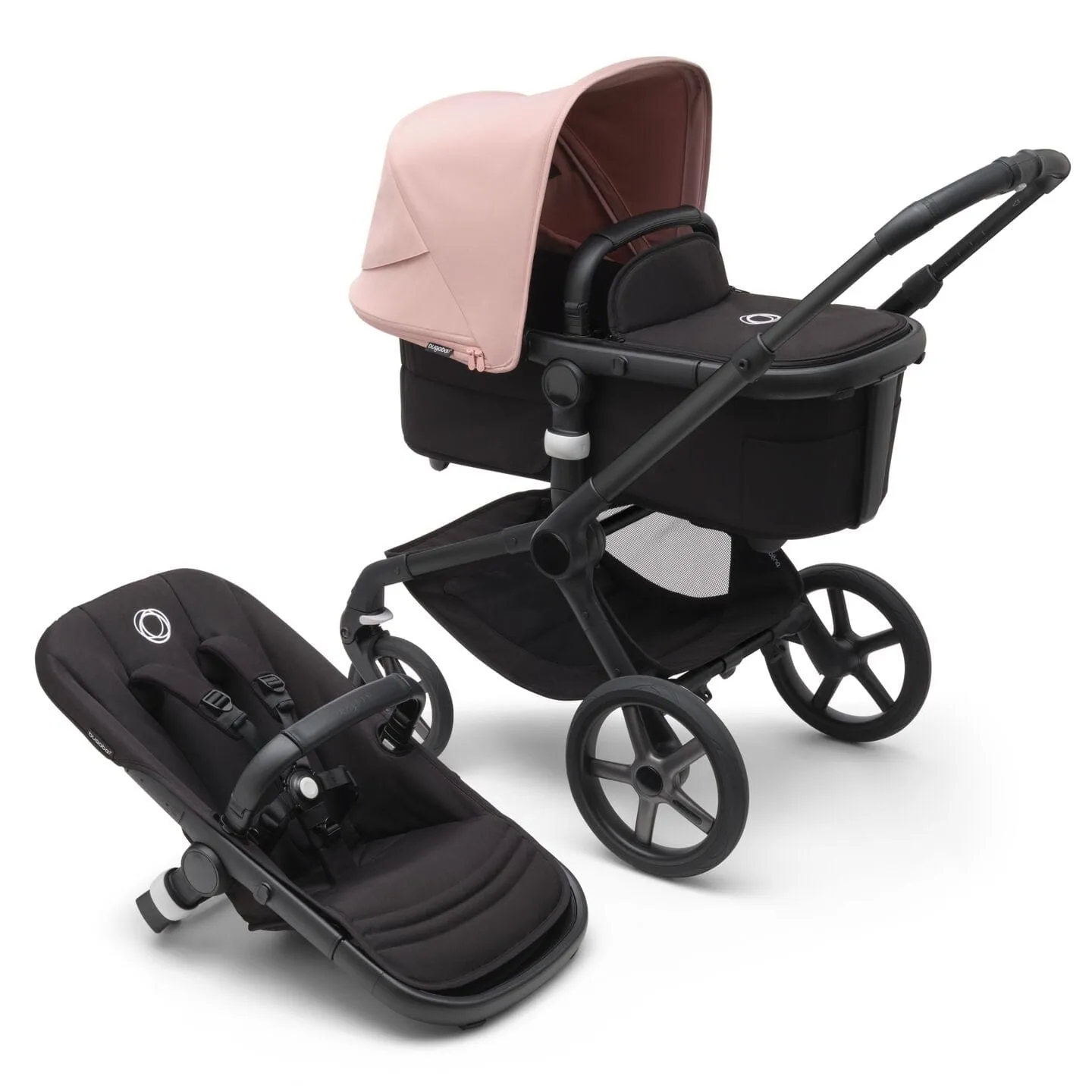 Bugaboo Fox 5, Pebble 360 PRO Ultimate Travel System - Black/Midnight Black/Morning Pink