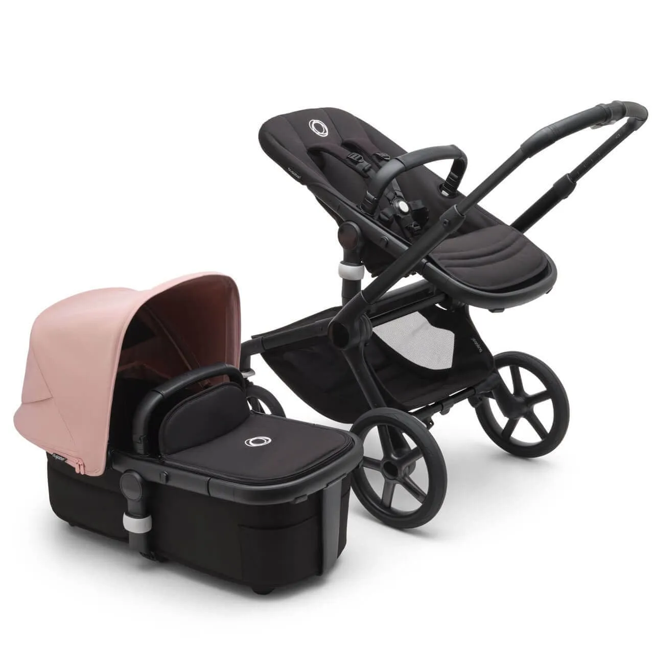 Bugaboo Fox 5, Pebble 360 PRO Ultimate Travel System - Black/Midnight Black/Morning Pink