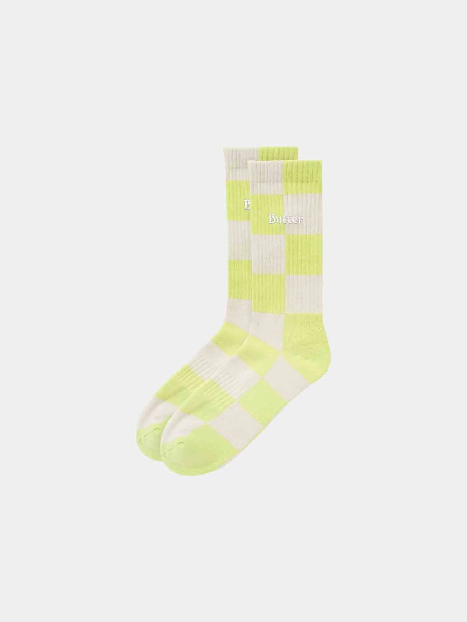 Butter Goods Checkered Socks - Grey / Lime