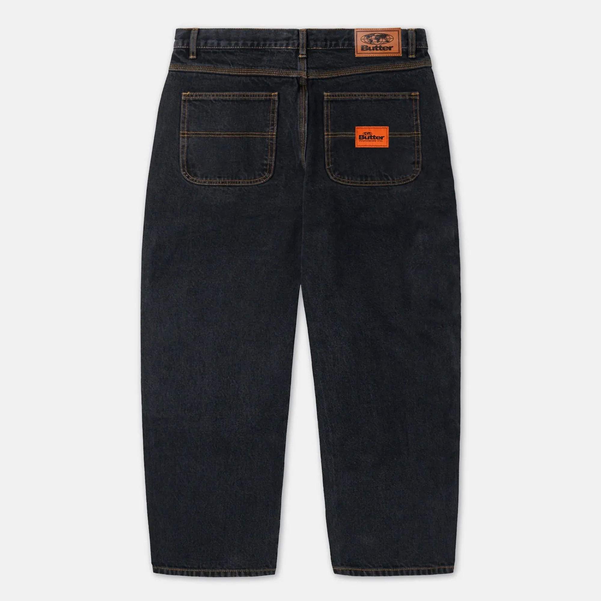 Butter Goods Santosuosso Denim Pants - Washed Black Gold Stitching (Baggiest)