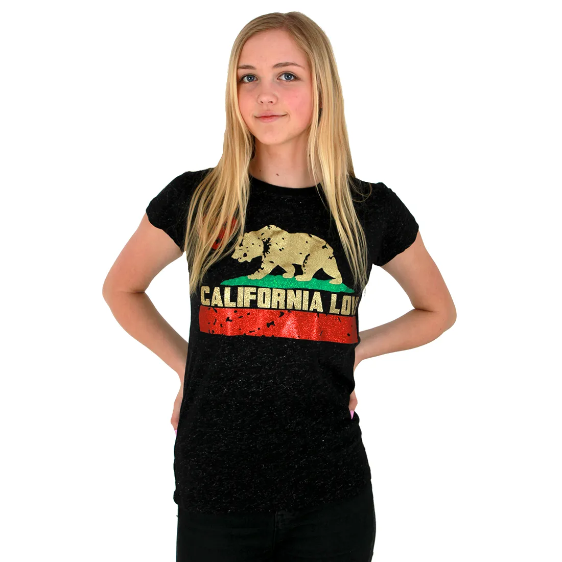 California Love Glitter Sparkle T-Shirt - Black