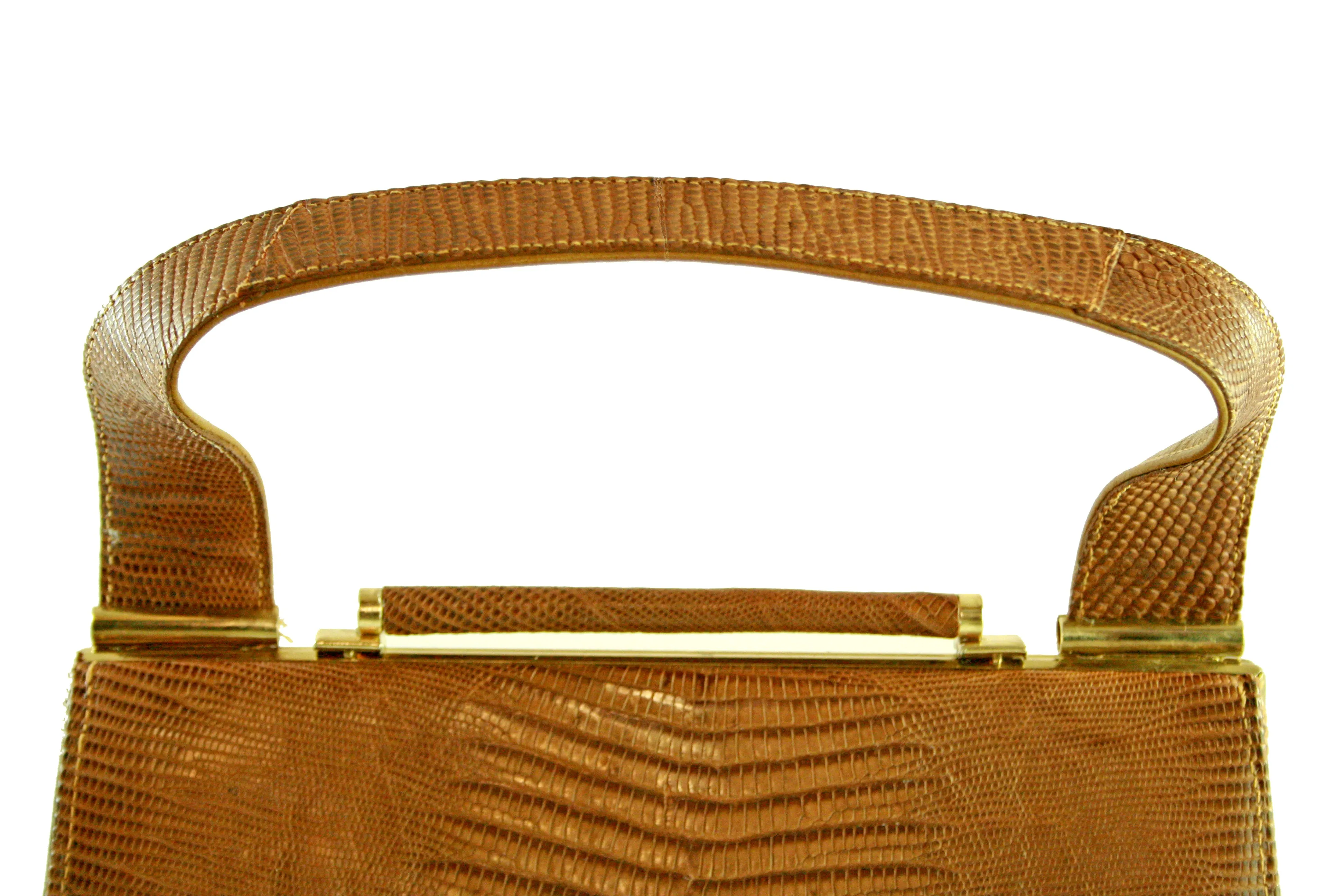 Caramel color lizard skin handbag