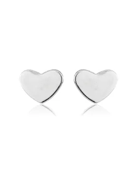 Carlton London 925 Sterling Silver Rhodium Plated Solid Heart Stud Earring For Women