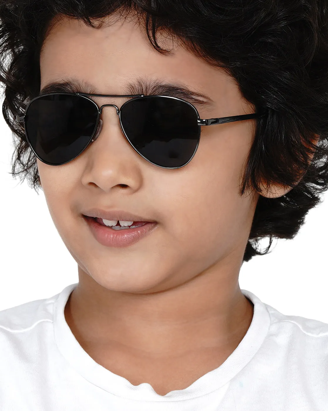 Carlton London Black Lens & Gunmetal-Toned Aviator Sunglasses With Uv Protected Lens For Boy