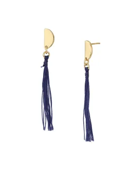 Carlton London Gold Plated Navy Blue Tasselled Contemporary Drop Earring For Women